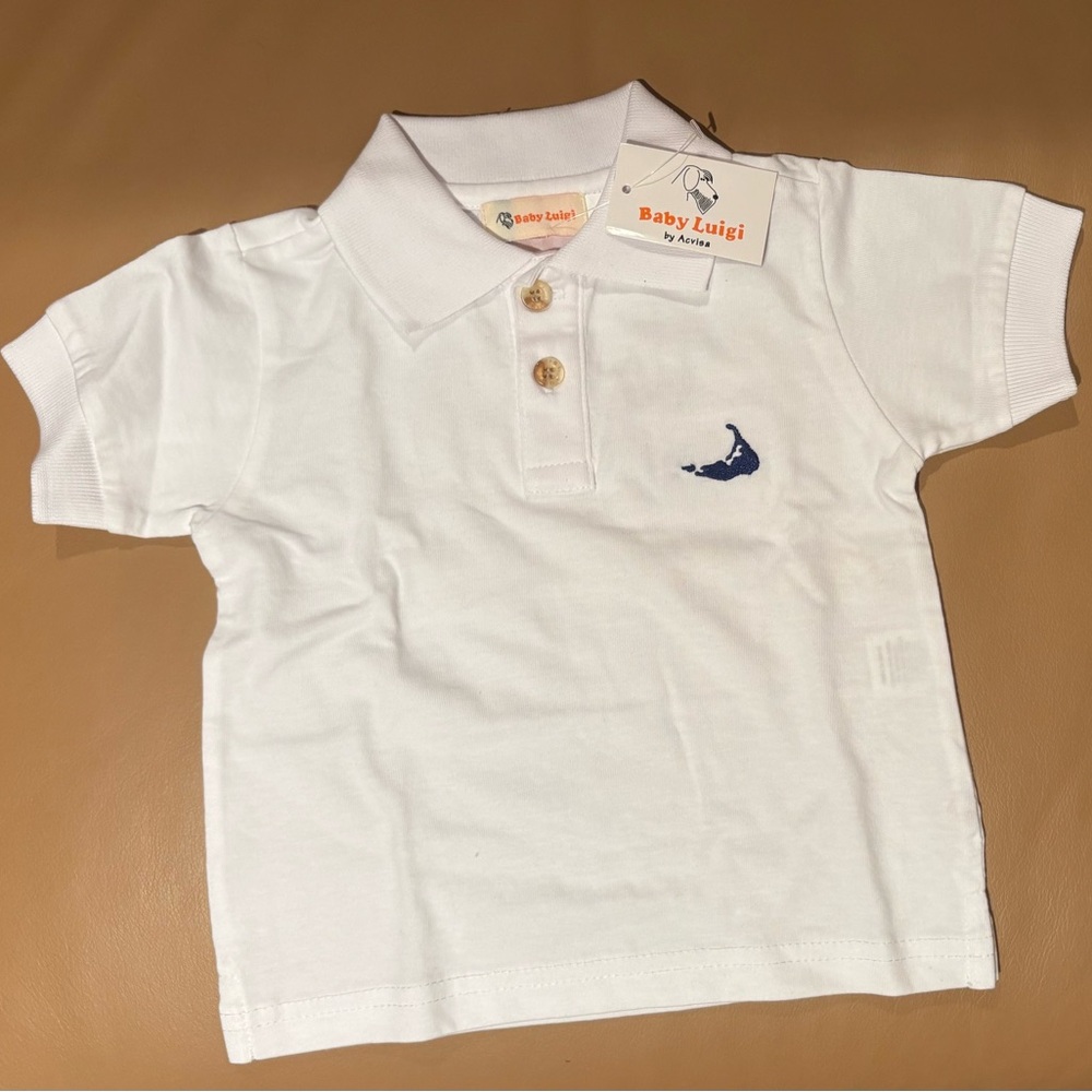 Classic White Polo Shirt with Nantucket island Logo
